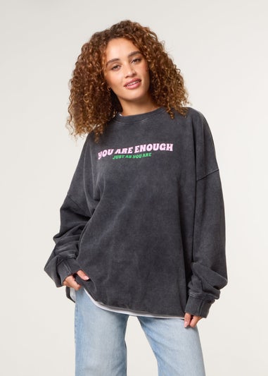 Blue Vanilla Grey You Are Enough Slogan Sweatshirt