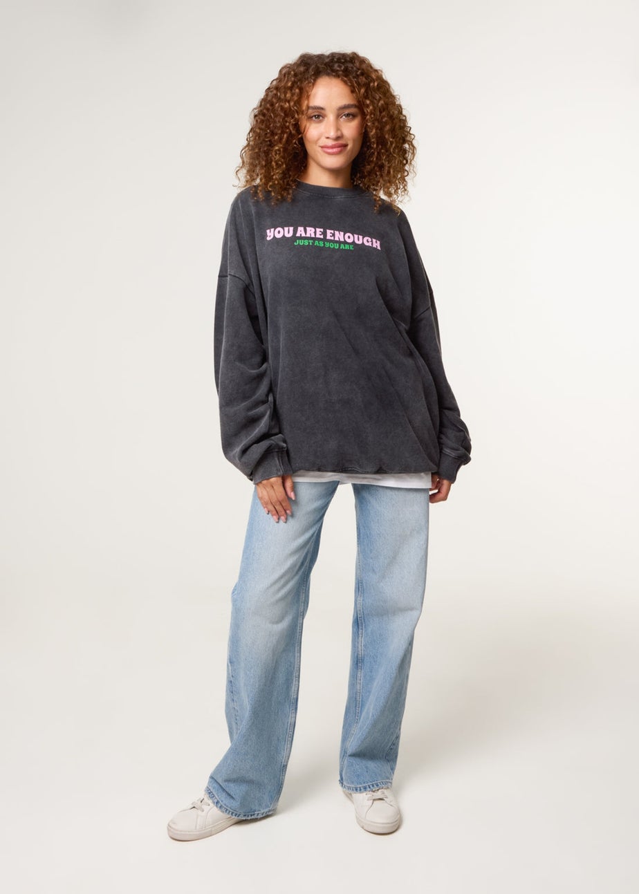 Blue Vanilla Grey You Are Enough Slogan Sweatshirt