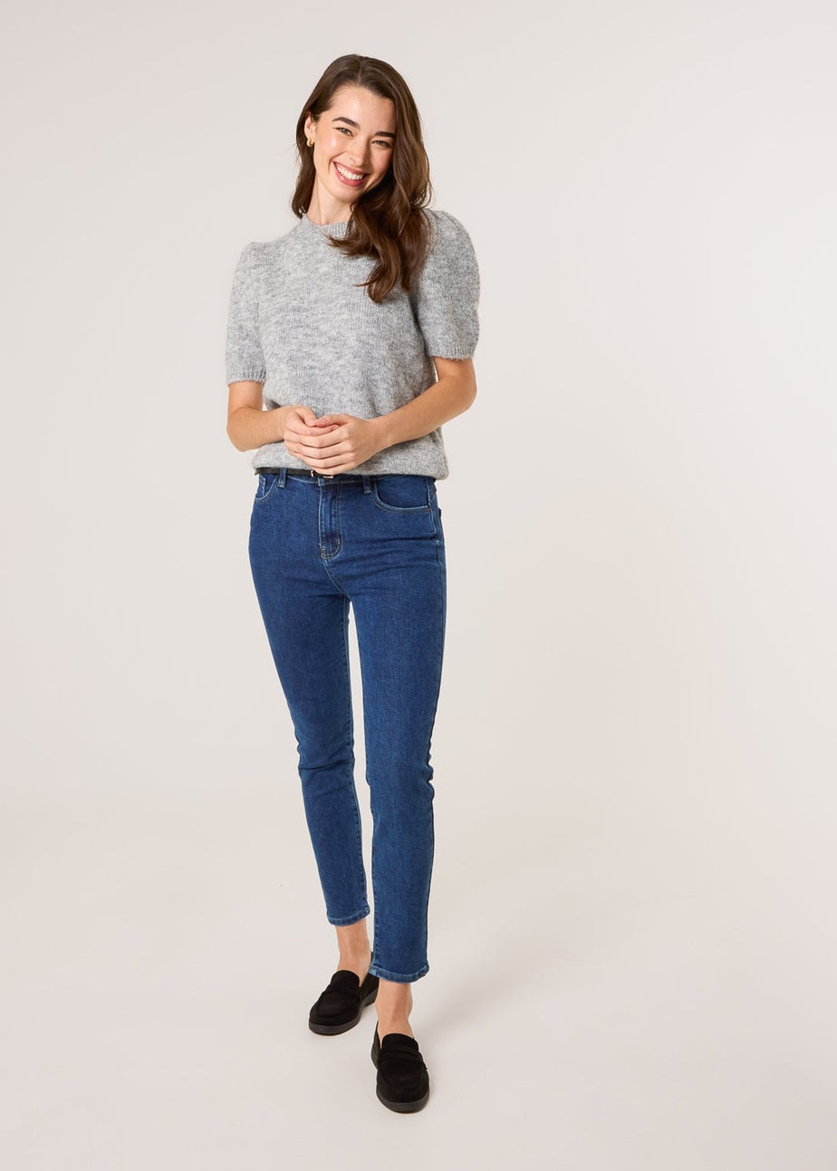 Blue Vanilla Grey Round Neck Knit Jumper