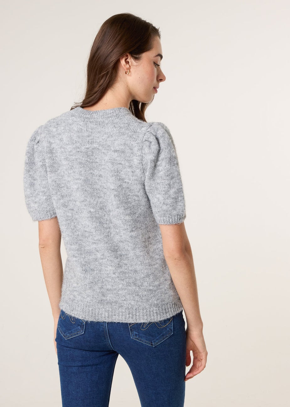 Blue Vanilla Grey Round Neck Knit Jumper