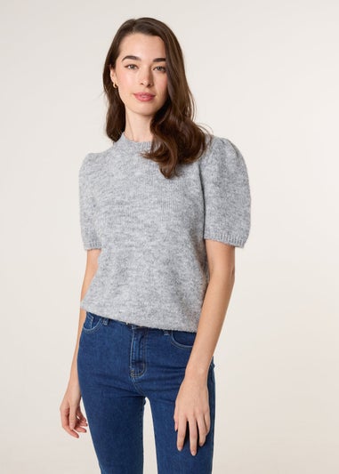 Blue Vanilla Grey Round Neck Knit Jumper