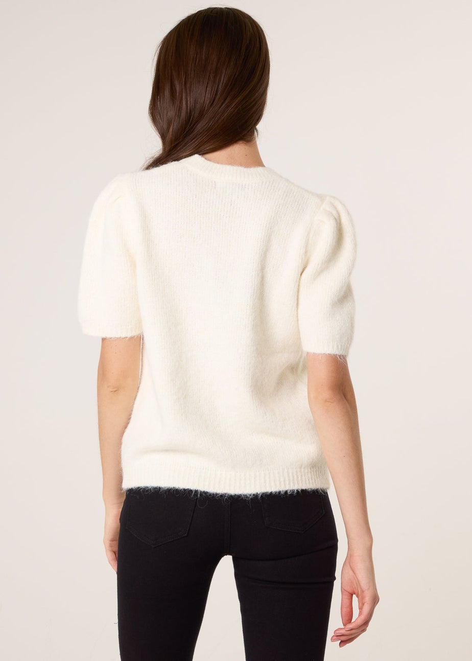 Blue Vanilla Ivory Round Neck Knit Jumper