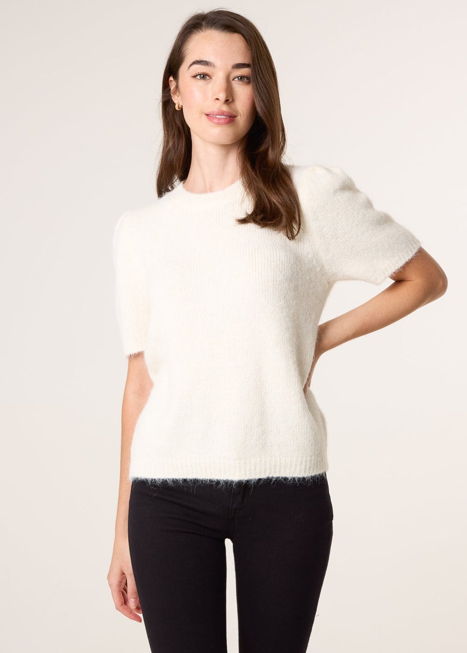 Blue Vanilla Ivory Round Neck Knit Jumper