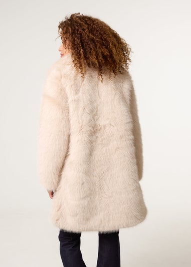 Blue Vanilla Stone Faux Fur Long Coat