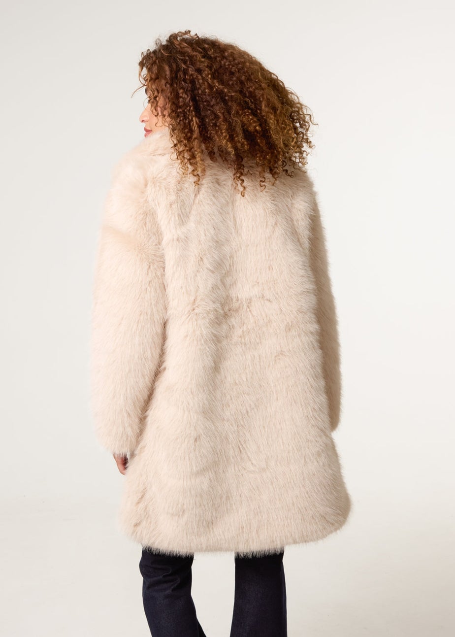Blue Vanilla Stone Faux Fur Long Coat