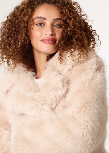 Blue Vanilla Stone Faux Fur Long Coat