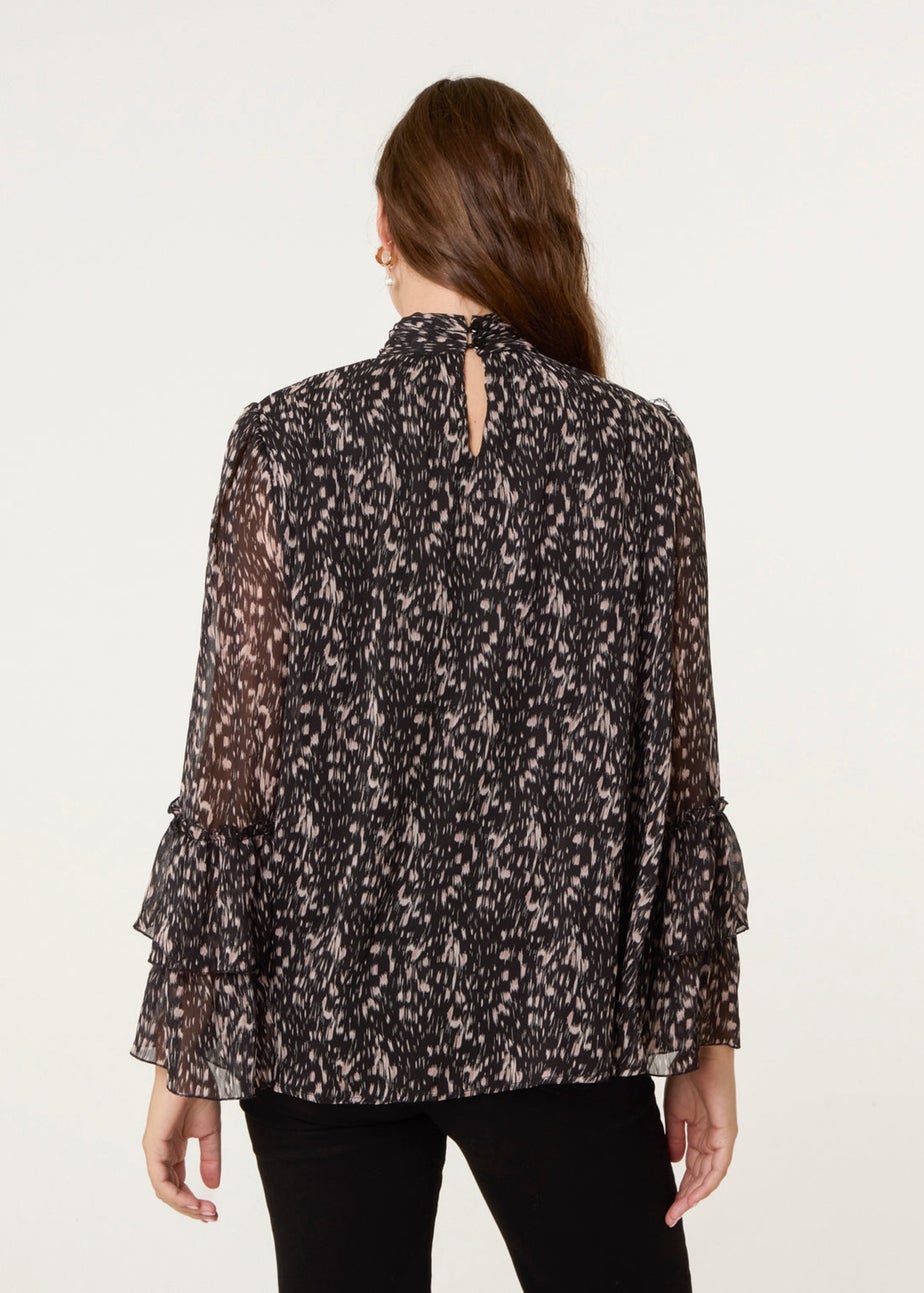 Blue Vanilla Black Frill Sleeve Blouse