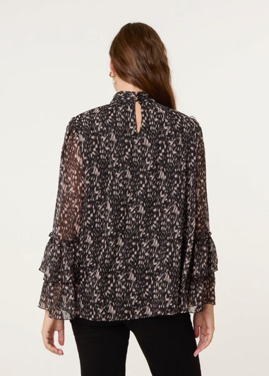 Blue Vanilla Black Frill Sleeve Blouse