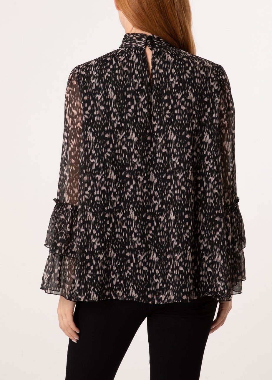 Blue Vanilla Black Frill Sleeve Blouse