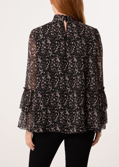 Blue Vanilla Black Frill Sleeve Blouse