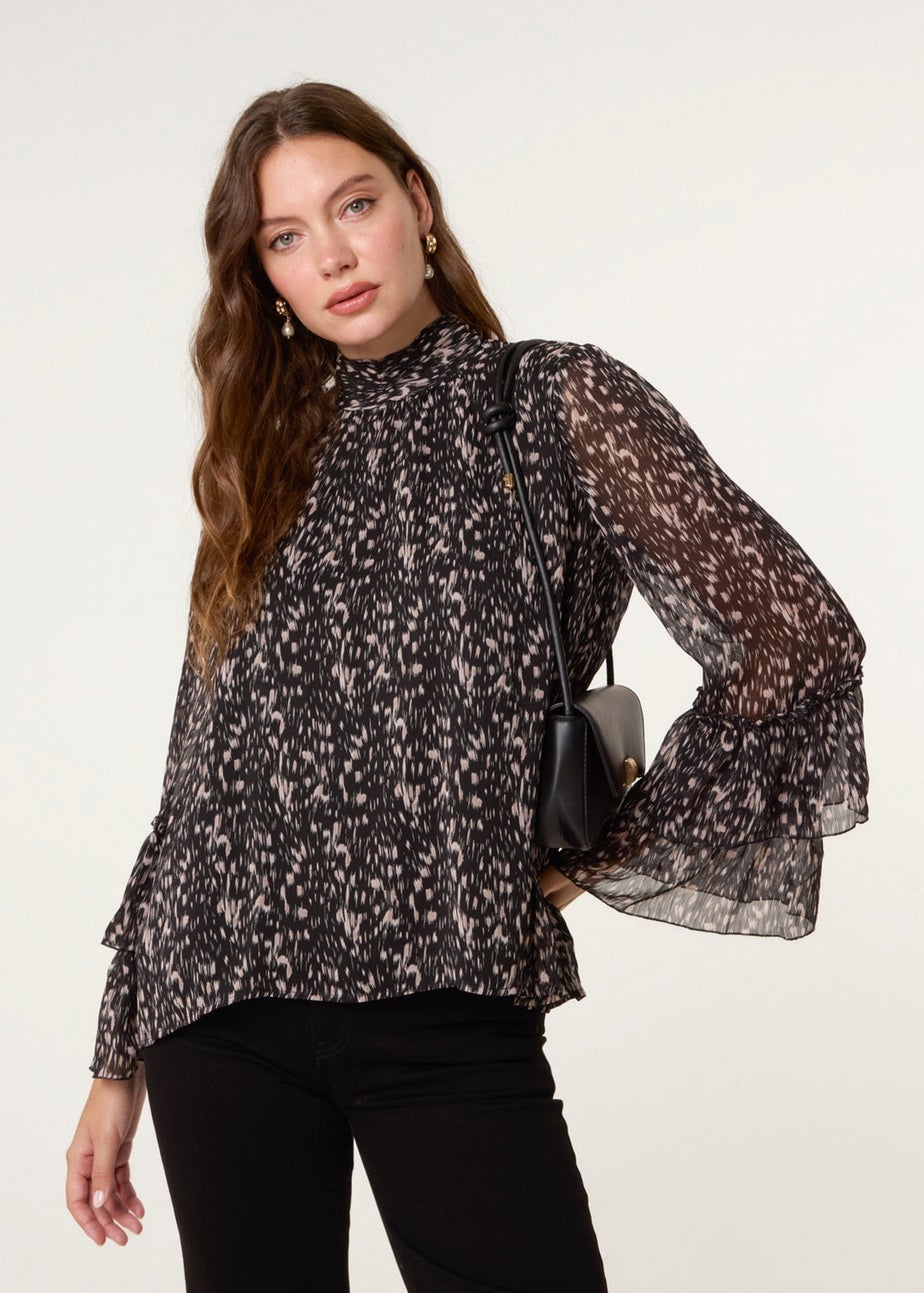 Blue Vanilla Black Frill Sleeve Blouse