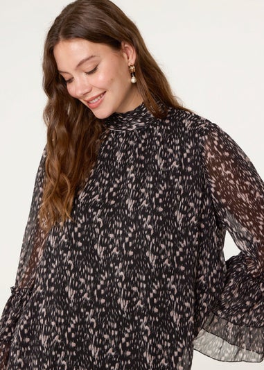 Blue Vanilla Black Frill Sleeve Blouse