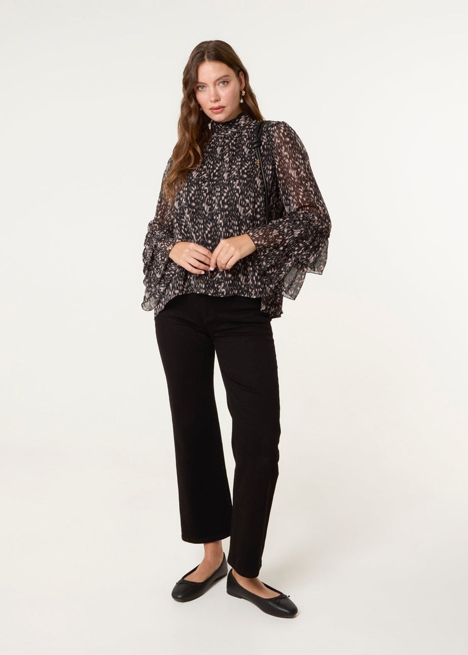 Blue Vanilla Black Frill Sleeve Blouse