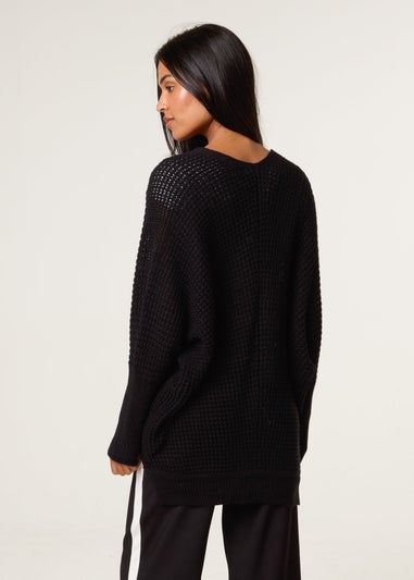 Blue Vanilla Black Textured Cardigan