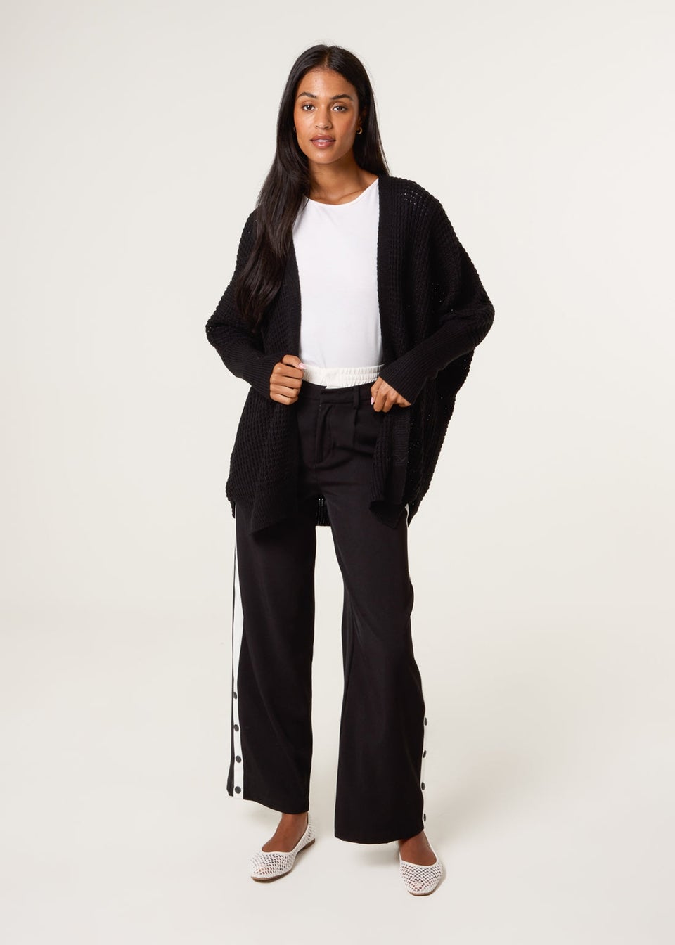 Blue Vanilla Black Textured Cardigan