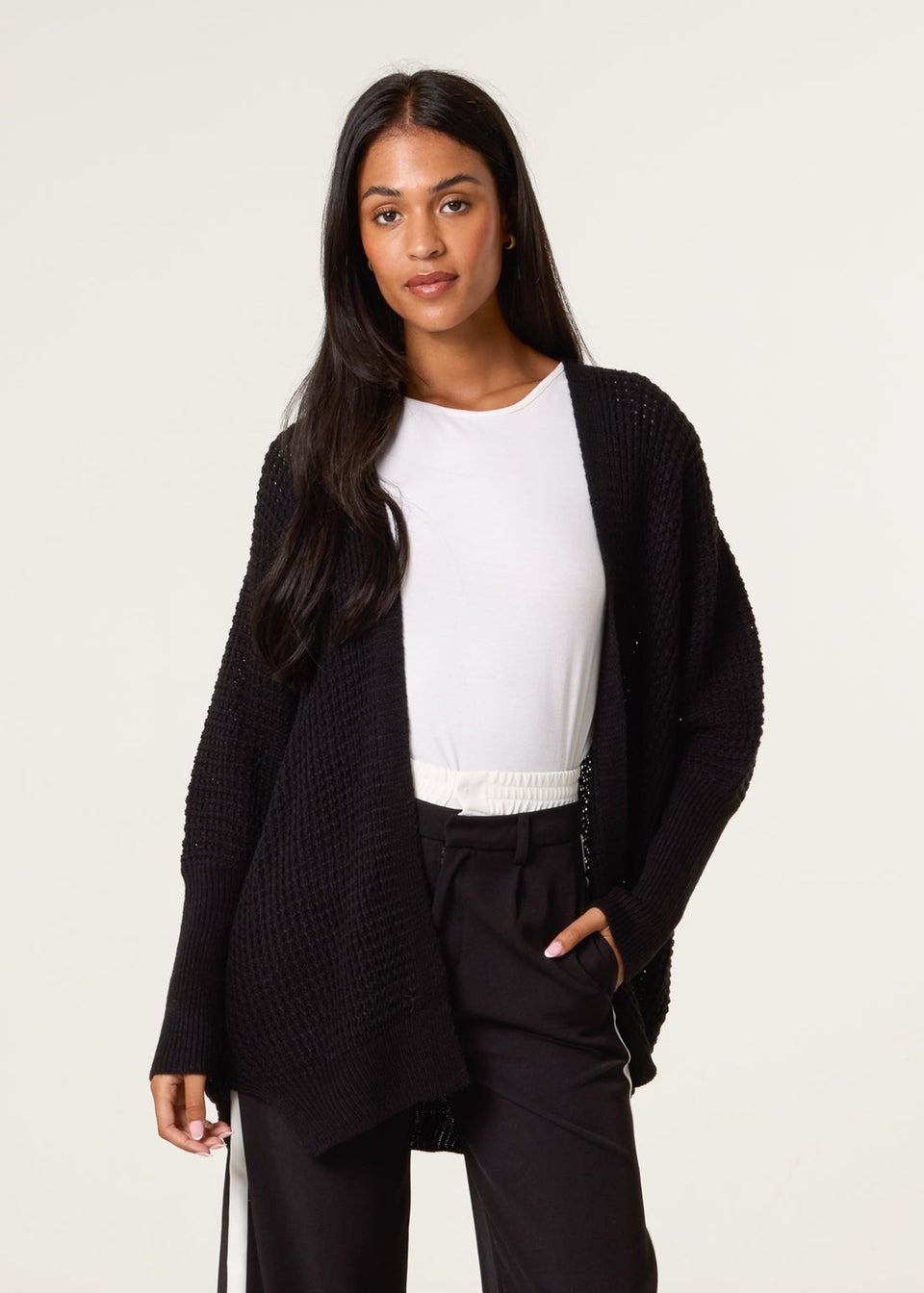 Blue Vanilla Black Textured Cardigan
