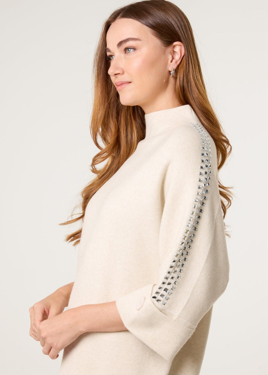 Blue Vanilla Stone Square High Neck Rhinestone Jumper