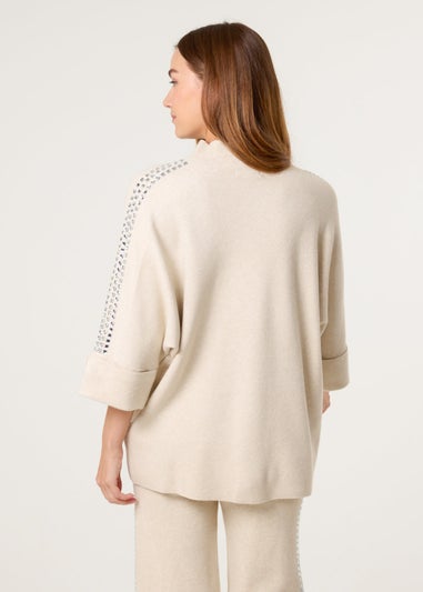 Blue Vanilla Stone Square High Neck Rhinestone Jumper