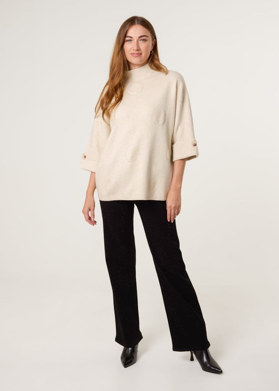 Blue Vanilla Stone Circle Rhinestone Jumper