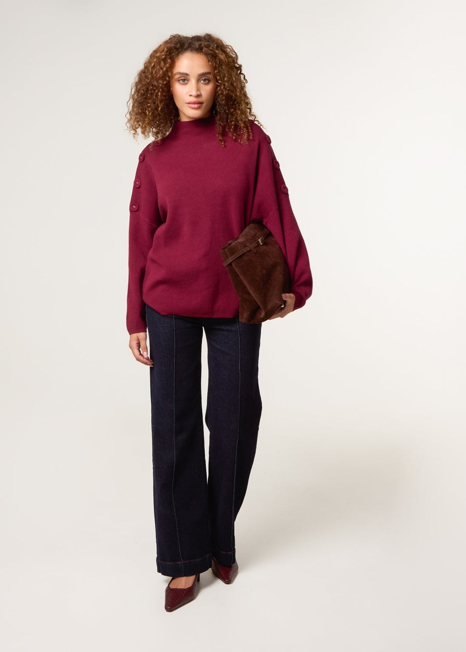 Blue Vanilla Red Button Shoulder Jumper