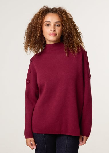 Blue Vanilla Red Button Shoulder Jumper
