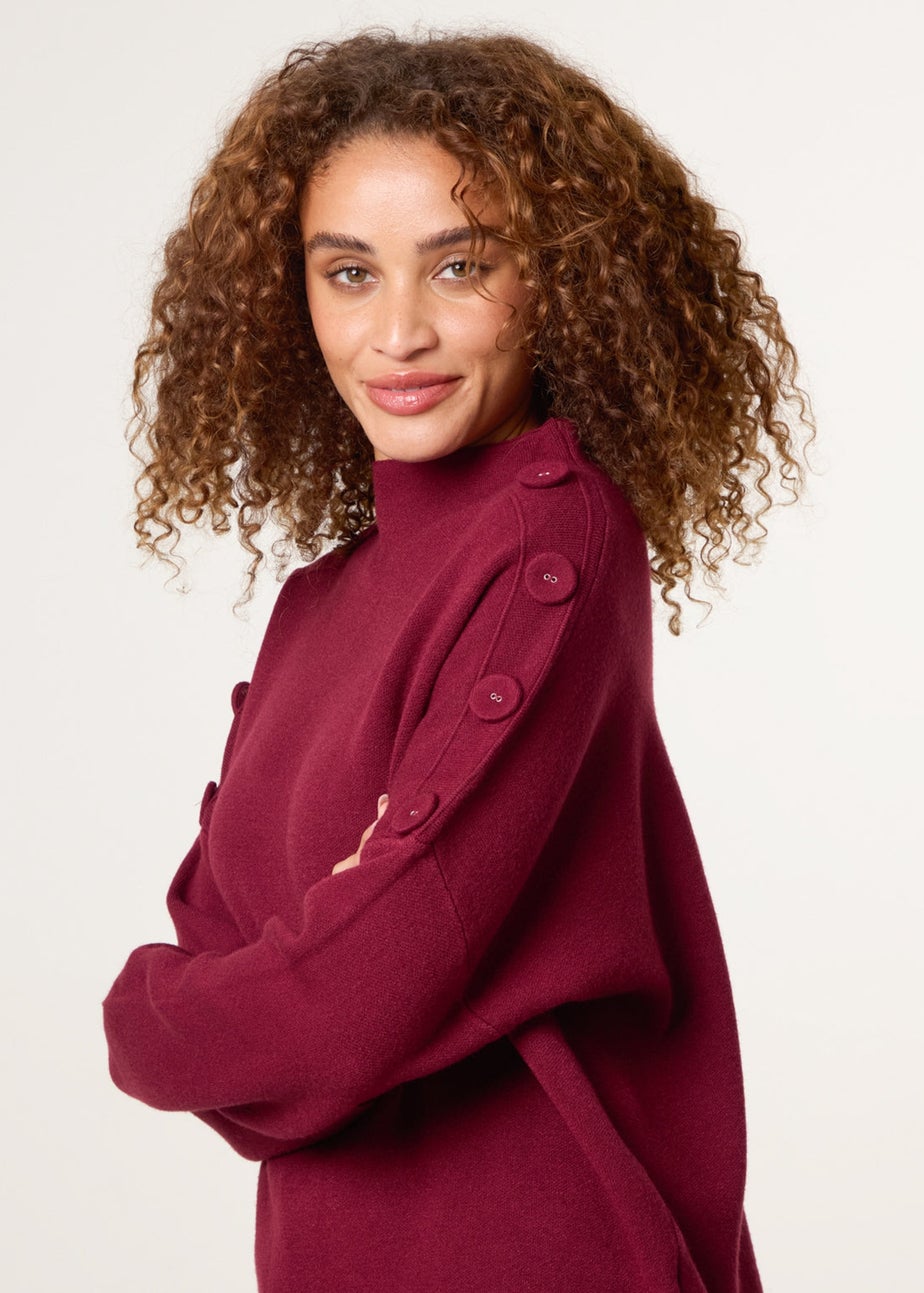 Blue Vanilla Red Button Shoulder Jumper