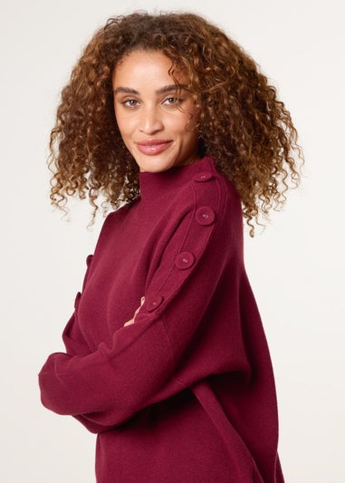 Blue Vanilla Red Button Shoulder Jumper