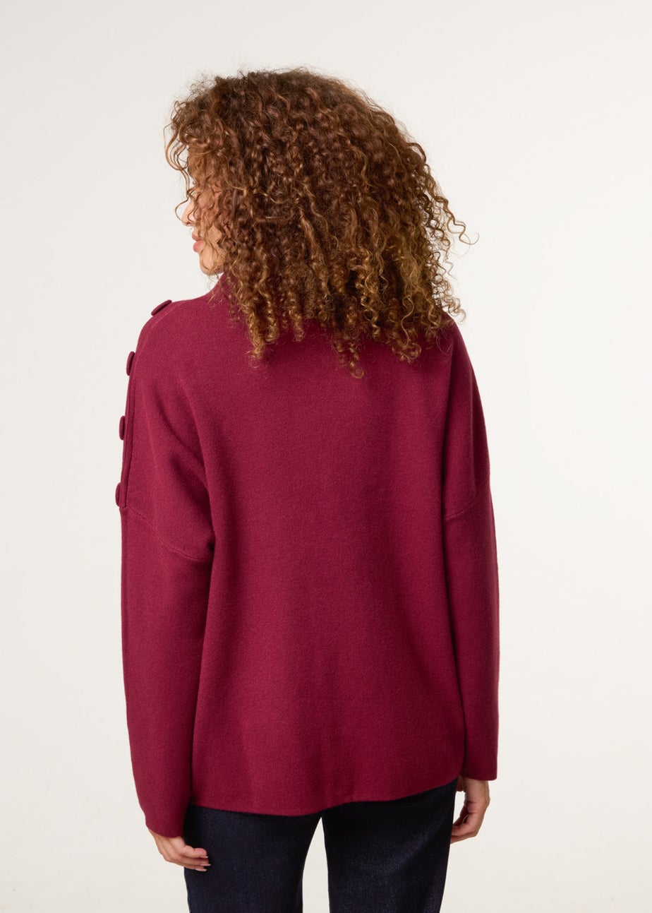 Blue Vanilla Red Button Shoulder Jumper