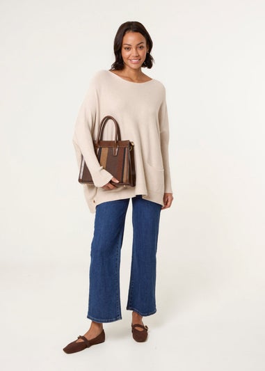 Blue Vanilla Stone Boxy Jumper With Buttons