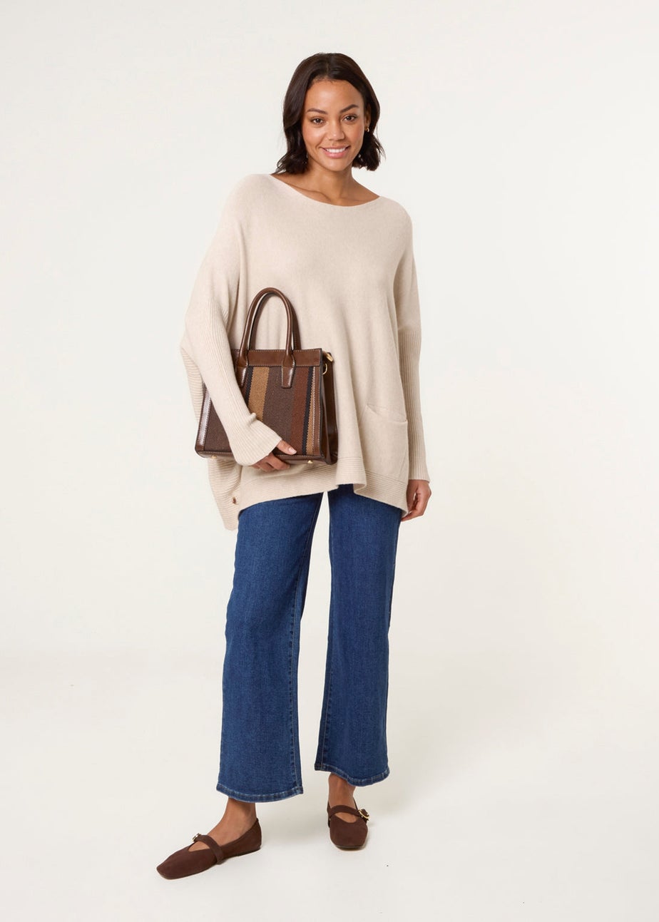 Blue Vanilla Stone Boxy Jumper With Buttons