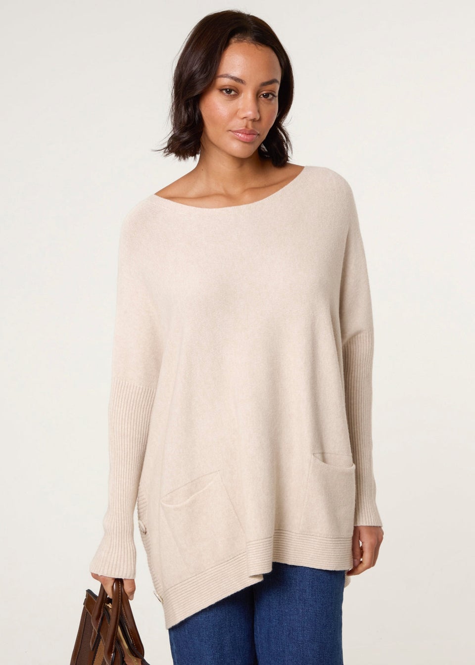 Blue Vanilla Stone Boxy Jumper With Buttons