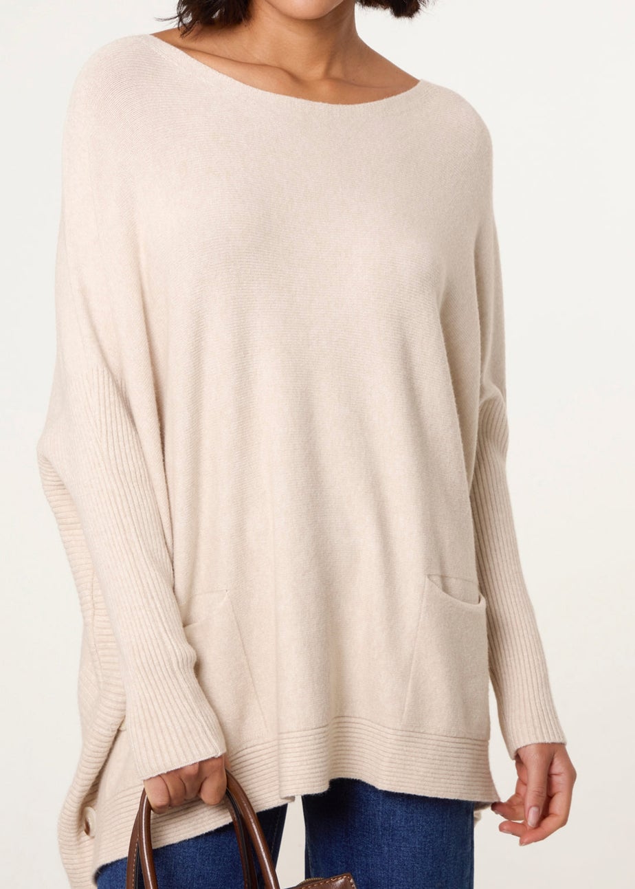 Blue Vanilla Stone Boxy Jumper With Buttons