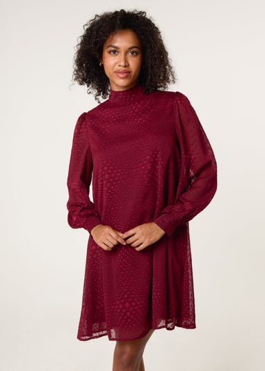 Blue Vanilla Red High Neck Shift Dress