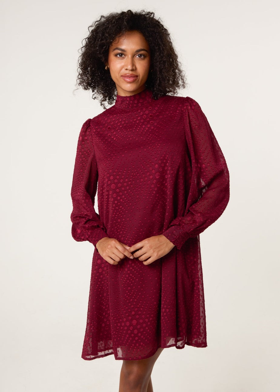 Blue Vanilla Red High Neck Shift Dress