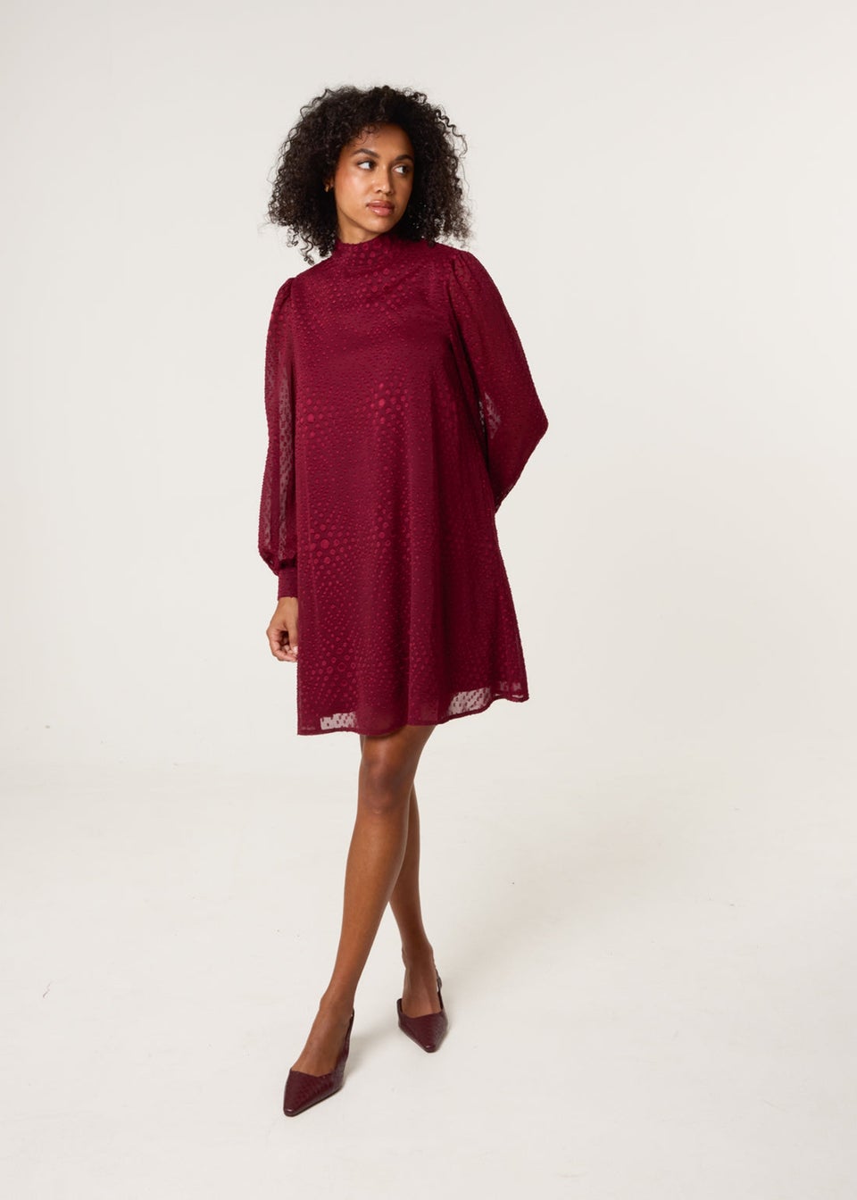 Blue Vanilla Red High Neck Shift Dress