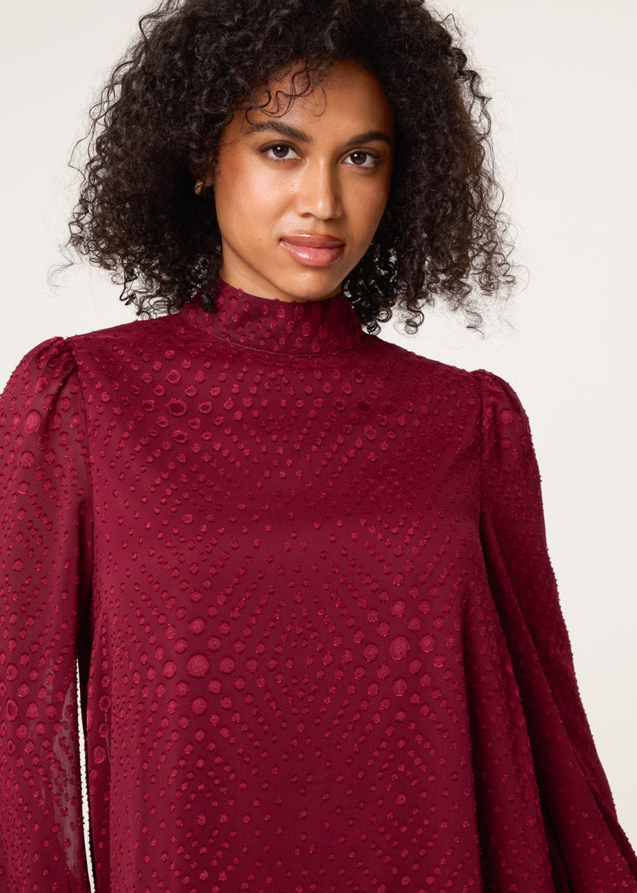 Blue Vanilla Red High Neck Shift Dress