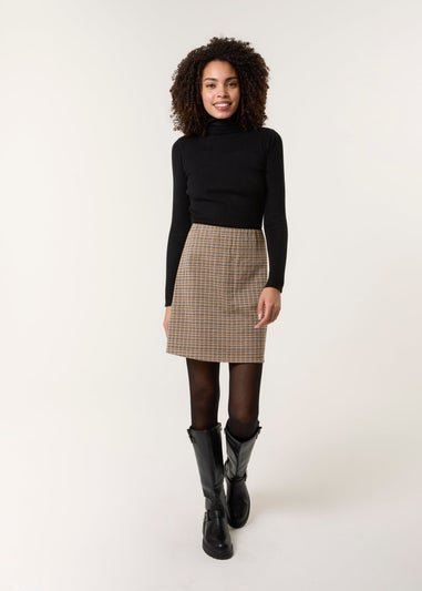 Blue Vanilla Brown Check Mini Skirt