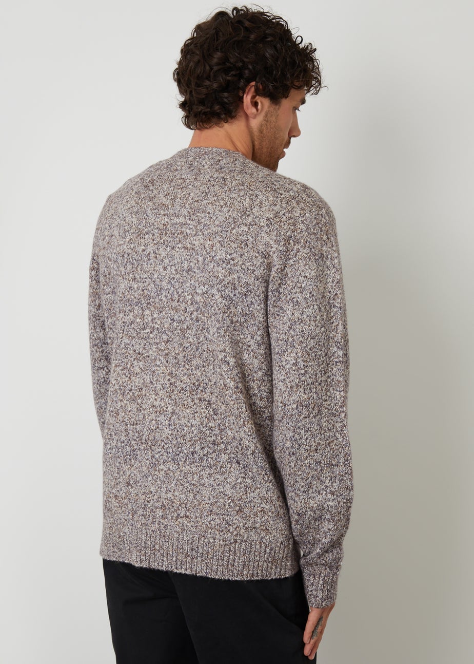 Threadbare Brown Cotton Blend Knitted Button Up Cardigan