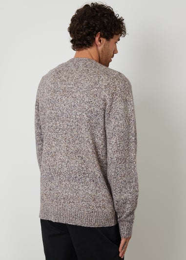 Threadbare Brown Cotton Blend Knitted Button Up Cardigan