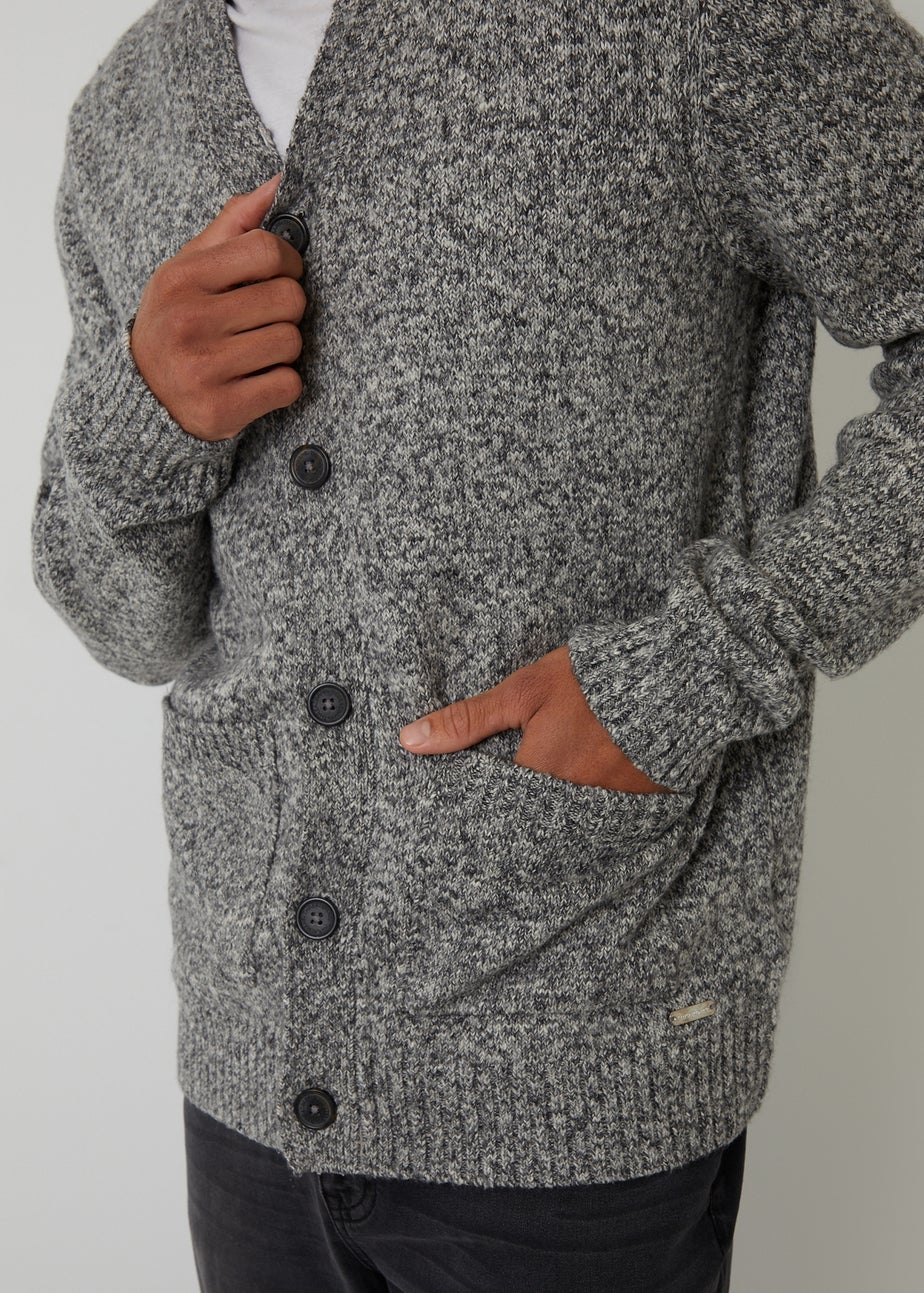 Threadbare Grey Cotton Blend Knitted Button Up Cardigan