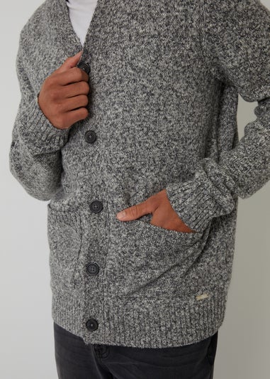 Threadbare Grey Cotton Blend Knitted Button Up Cardigan