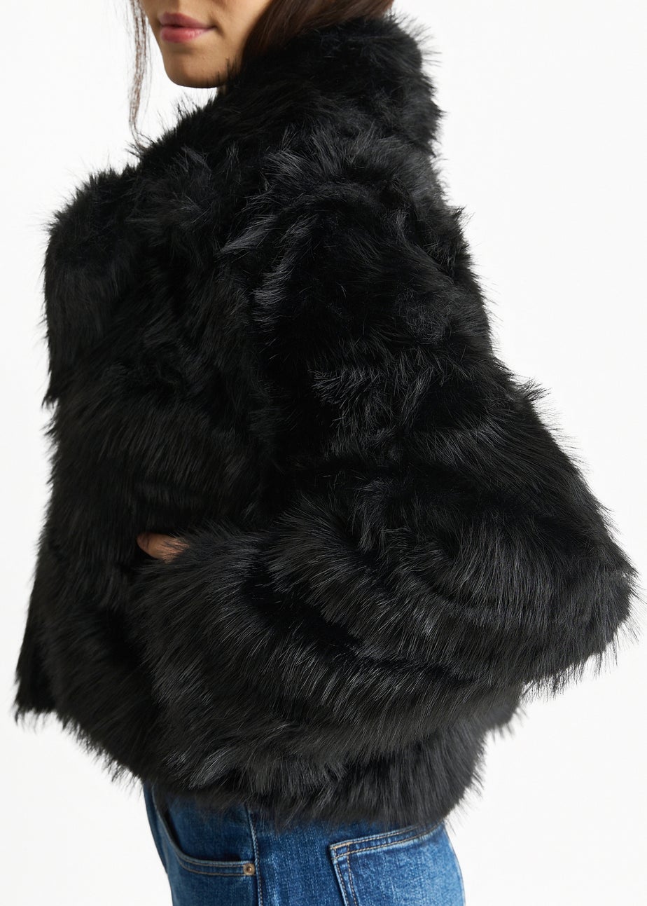 Gini London Black Faux Fur Lapel Short jacket