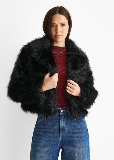 Gini London Black Faux Fur Lapel Short jacket