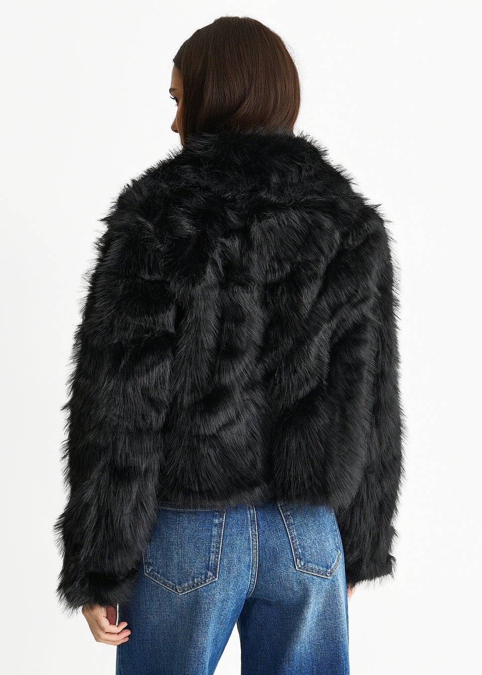 Gini London Black Faux Fur Lapel Short jacket