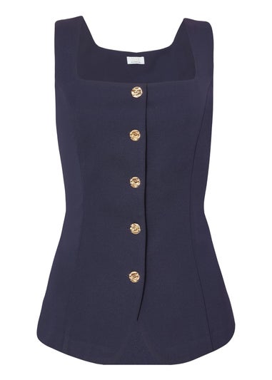 Quiz Navy Square Neck Waistcoat