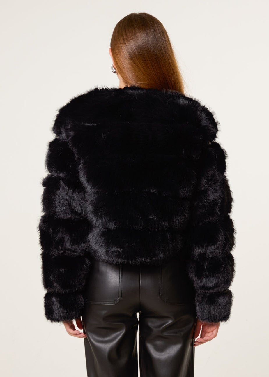 Blue Vanilla Black Pelted Fur Jacket