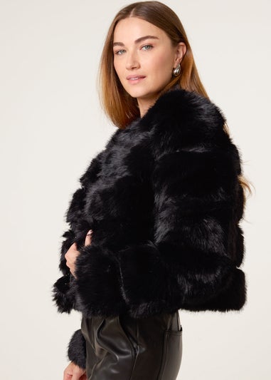 Blue Vanilla Black Pelted Fur Jacket