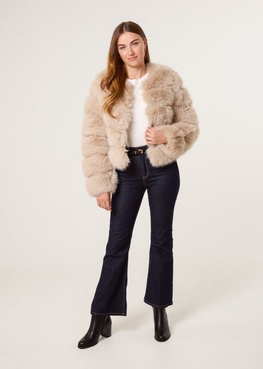 Blue Vanilla Beige Pelted Fur Jacket