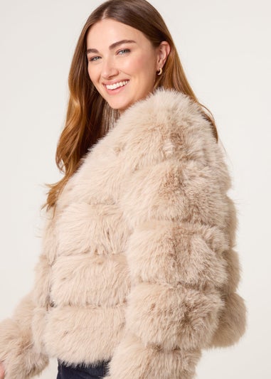 Blue Vanilla Beige Pelted Fur Jacket