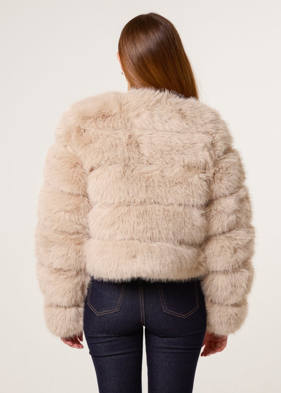 Blue Vanilla Beige Pelted Fur Jacket